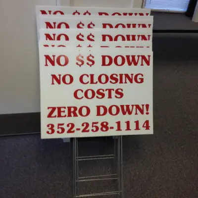 Printed yard sign on an H-stake (example 8)